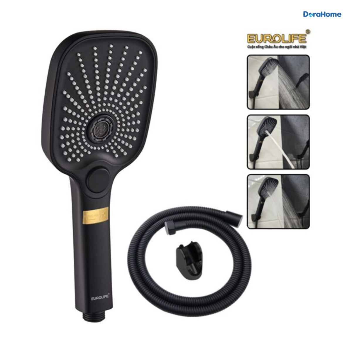 Bộ tay sen 3 chức năng màu đen EUROLIFE EL-127SH-D